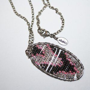 🌸✨ American Eagle Silver & Pink Beaded Necklace – 30" · Layered Shine ·